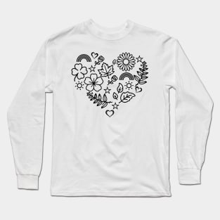 Heart Shaped Spring Flowers Long Sleeve T-Shirt